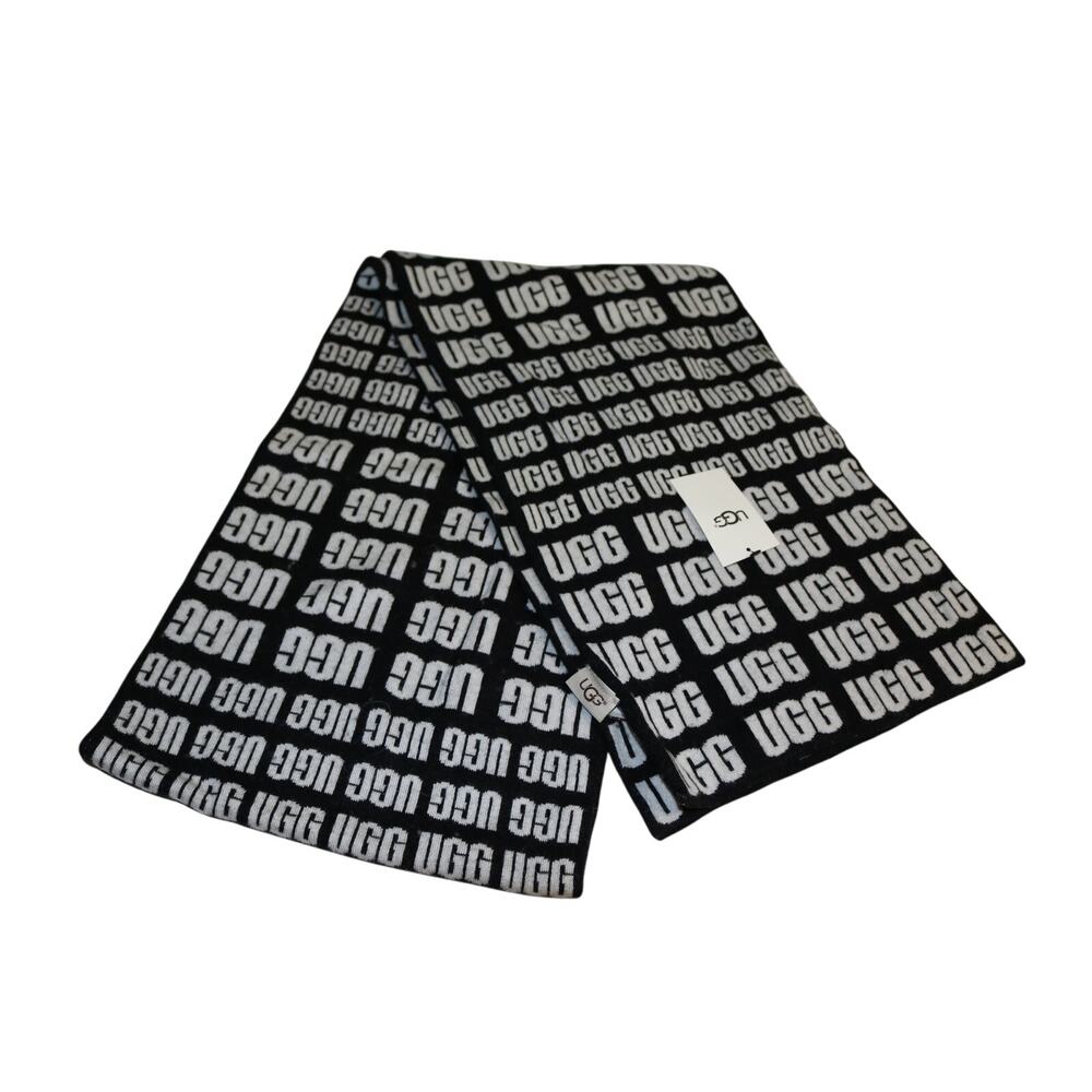 Ugg Repeat Logo Scarf In Black White NWT